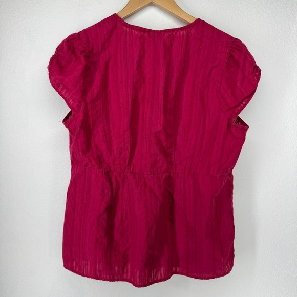 Faded Glory Womens Y2K Babydoll Henley Top‎ Sz XL Pink Ruffled Button Peplum Vtg - Picture 5 of 6